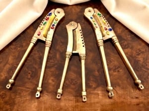 A Collection Of Handcrafted Brass Nutcrackers Decorated With Colorful Stones - 5