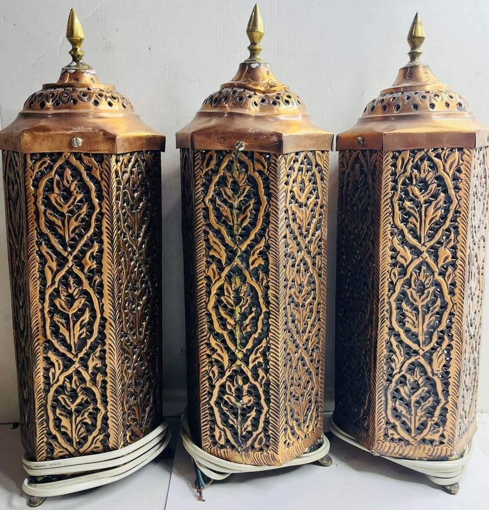 Set Of Three Moroccan-Style Metal Table Lanterns - 4