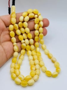 Natural Amber Rosary, White Pigeon Speckled White 'Kaliningrad - 3
