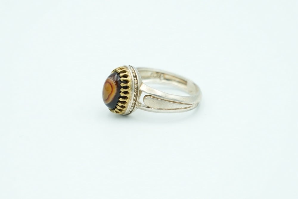 925 Silver Regular Ring Topped With Yemeni Agate - 2