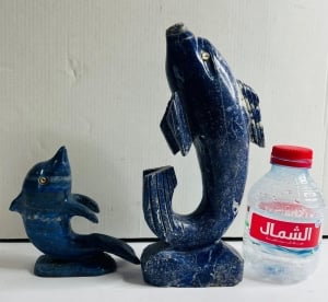 مجسمان من حجر اللازورد – سمكة ودلفين - 3
