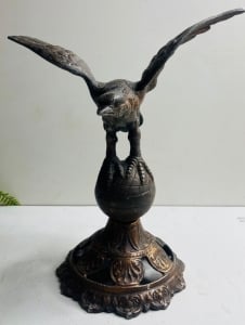Copper Eagle Desk Sculpture on Globe - 3