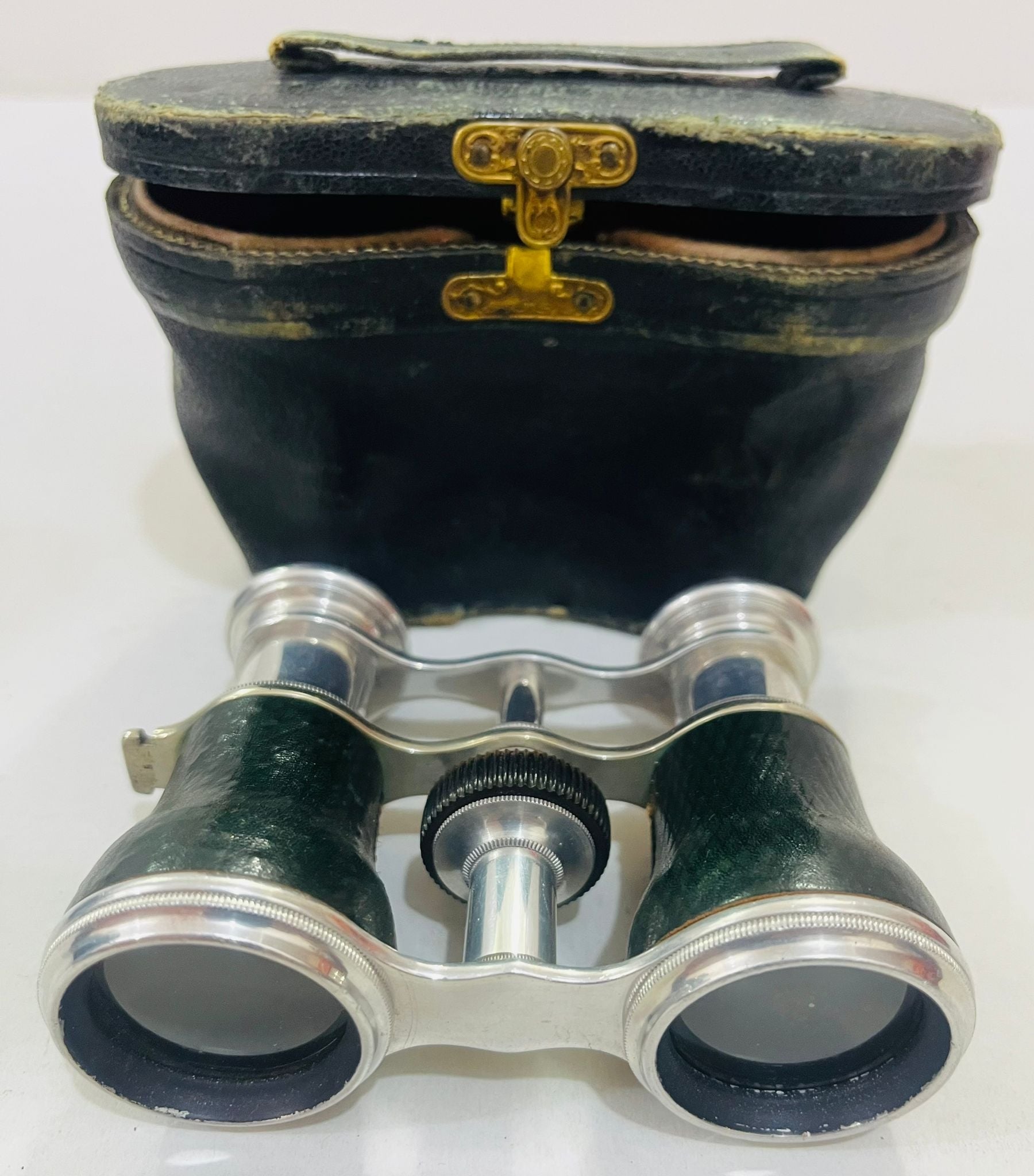 Very Old British Binoculars with Original Leather Case - 5