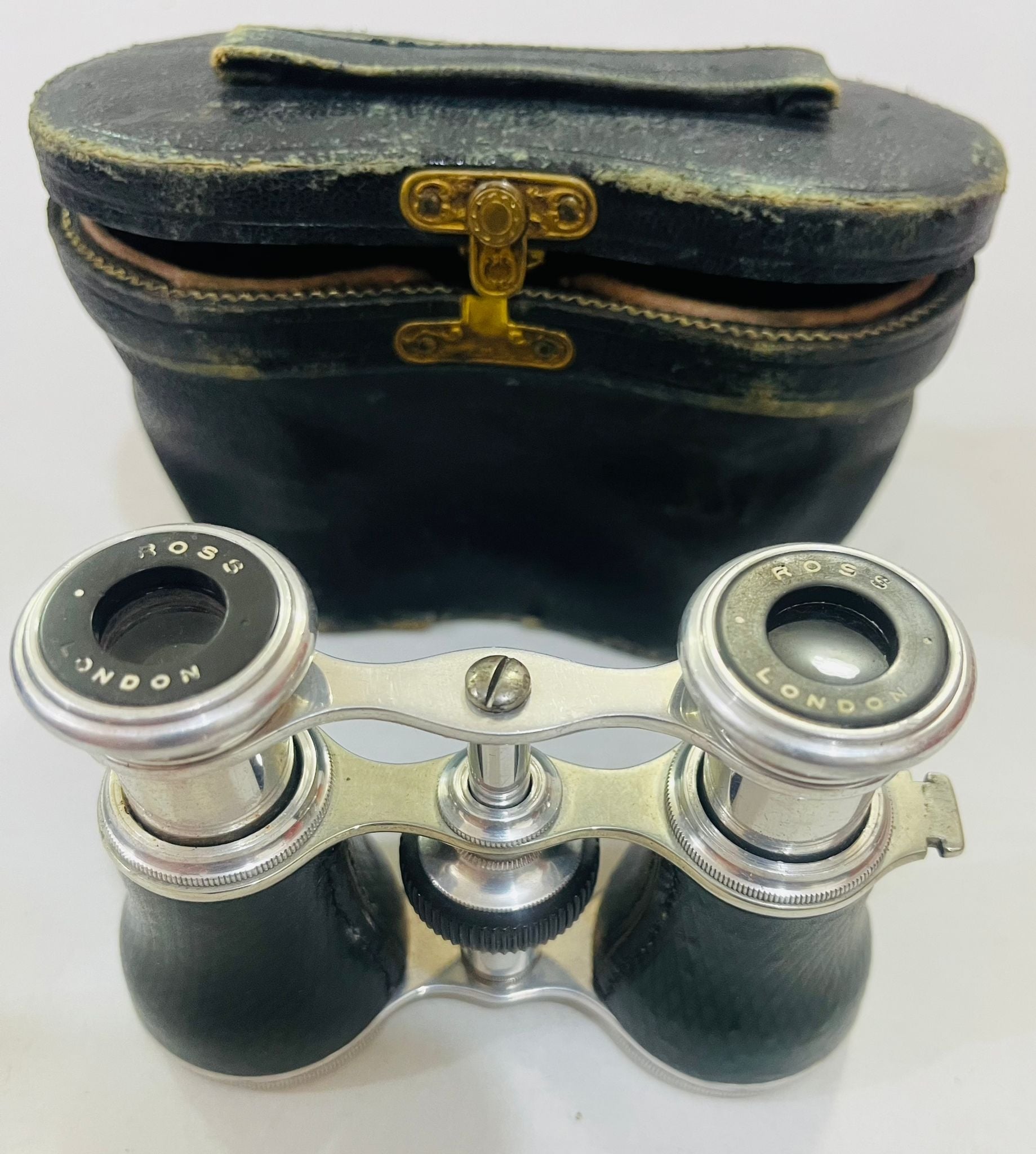 Very Old British Binoculars with Original Leather Case - 2
