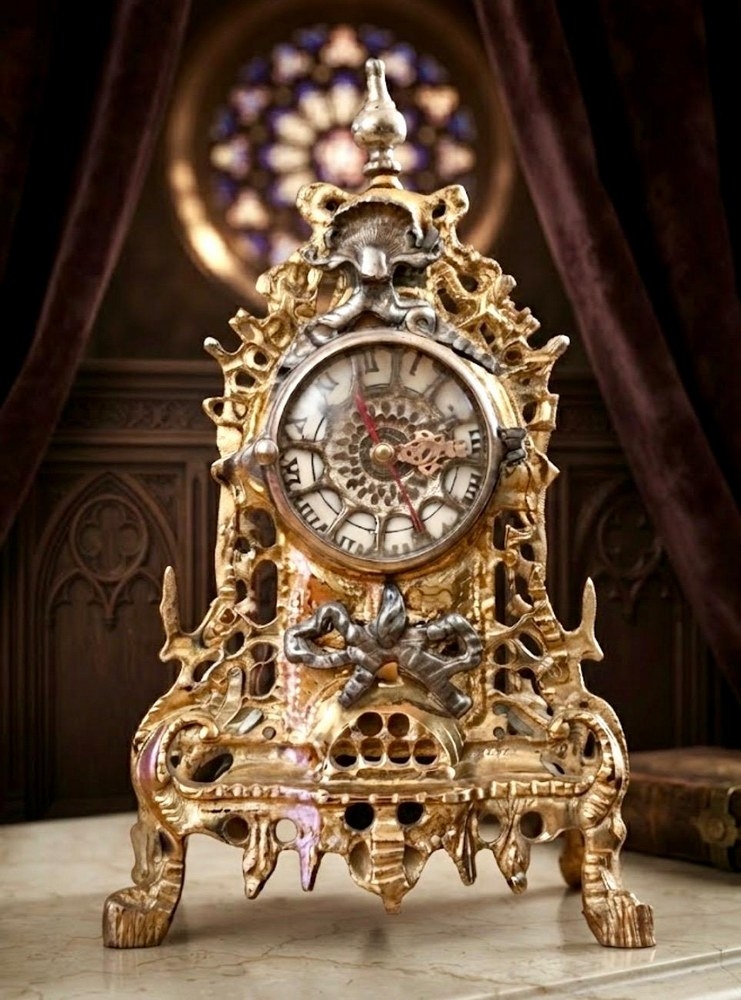 A French-Style Desk Clock Featuring A Rococo Design - 3