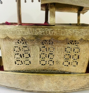 Antique Hand-Engraved Copper Boat - 6