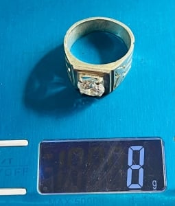 خاتم رجالي من الفضة بحجر موزنيت طبيعي - 5