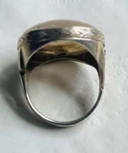 خاتم رجالي من الفضة الخالصة بحجر عقيق يمني مشجر - 2 - 5