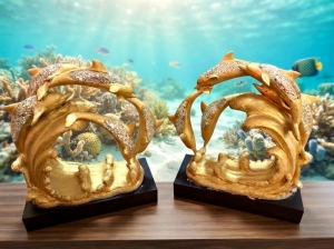 A Complete Creative Sculpture Depicting Dancing Dolphins - 4