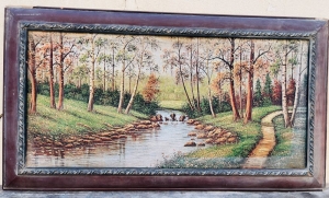 Framed Canvas Wall Artwork – Autumn River Landscape - 2