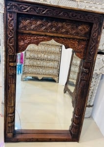 Very Large Antique Mirror with Hand-Carved Wooden Frame - 4