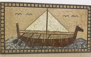 Handcrafted Natural Marble Mosaic Artwork – Ancient Sailing Ship - 4