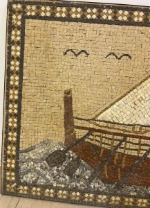 Handcrafted Natural Marble Mosaic Artwork – Ancient Sailing Ship - 3