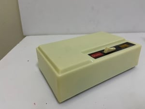 Old TV and channel converter (UHF to VHF TV/VCR Converter) by Giantex, model UV387, with its original box. - 5