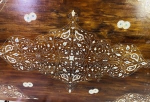 Luxury Oriental Walnut Dining Table Set with 8 Mother-of-Pearl Inlaid Chairs - 2