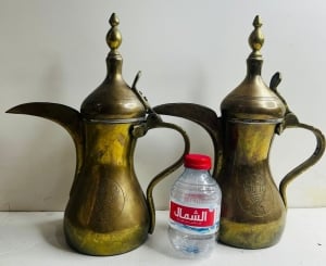زوج دلال نحاسية قديمة من رسلان بشعار قطر القديم - 6