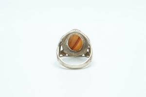 خاتم رجالي فخم من الفضة الإسترلينية عيار 925 صياغة يدوية متوج بحجر العقيق اليماني السليماني المصور الطبيعي حجم كبير - 5