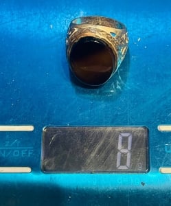 خاتم رجالي من الفضة الخالصة بحجر عقيق يمني - 8 - 5