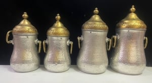 طقم 4 سكريات من النحاس الأبيض – دق يدوي بحب الرمان - 2