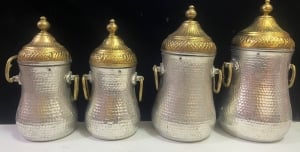 طقم 4 سكريات من النحاس الأبيض – دق يدوي بحب الرمان - 3