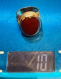 خاتم رجالي من الفضة الخالصة بحجر عقيق يمني - 6 - 7