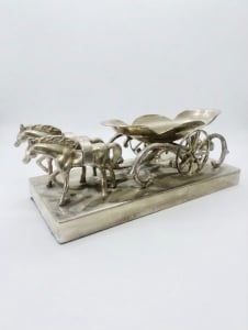 Decorative Classic Horse-Drawn Carriage Figurine - 3