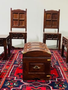 طقم كراسي خشبي كشميري تراثي فاخر - 8