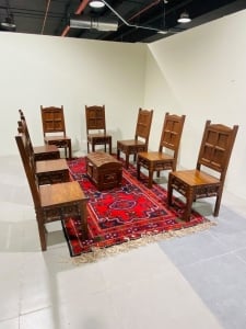 طقم كراسي خشبي كشميري تراثي فاخر - 4