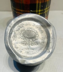 Vintage Metal Thermos Flask with Tartan Pattern - 3