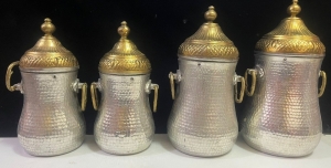 طقم 4 سكريات من النحاس الأبيض – دق يدوي بحب الرمان - 3