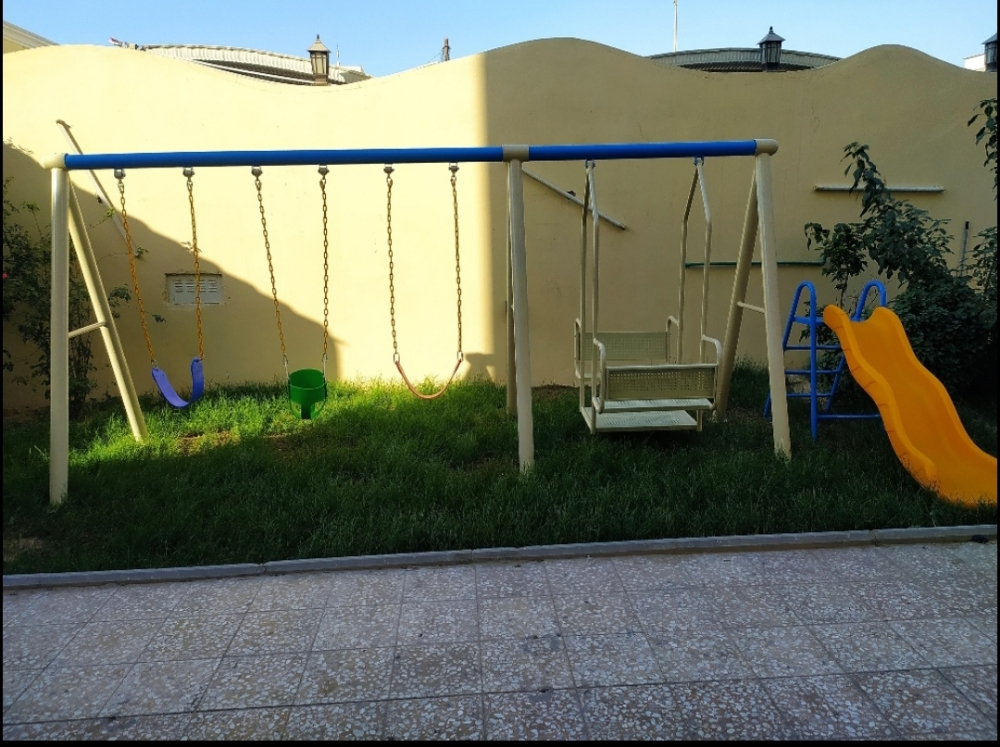 Kids plays swing and sliding - 5