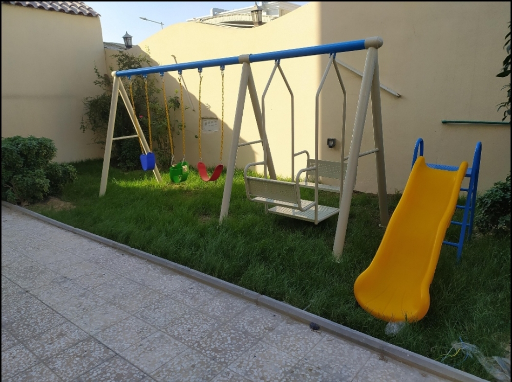 Kids plays swing and sliding - 3
