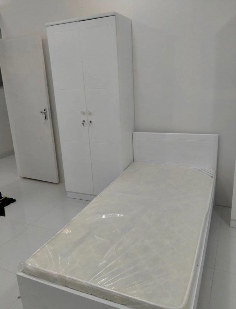 New steel & wooden Bed , cabinet  - 4