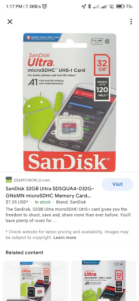 SanDisk 32GB memory - 2