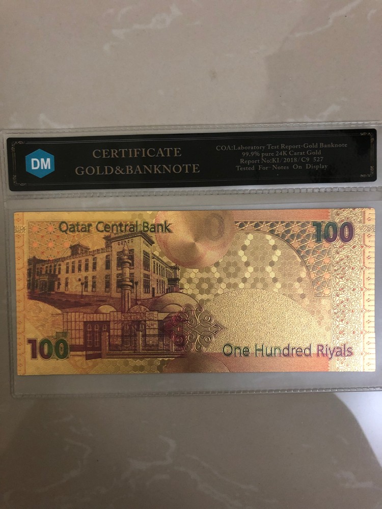 gold plated money 100 QR - 1