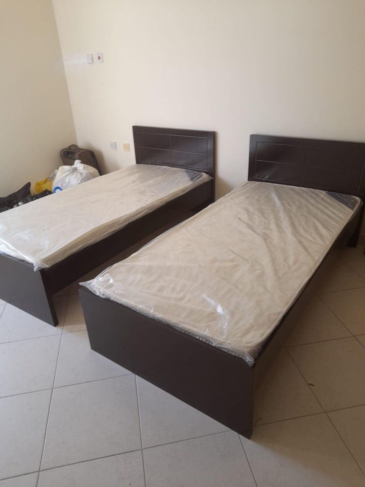 New Wood Bed, Cupboard, Mattress - 1
