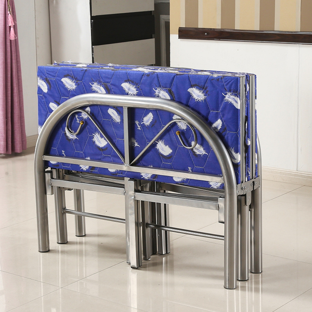 New Silver Steel Bed, Cabinet - 5