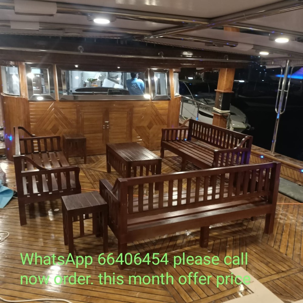 Wooden majlis bench corner sofa - 4