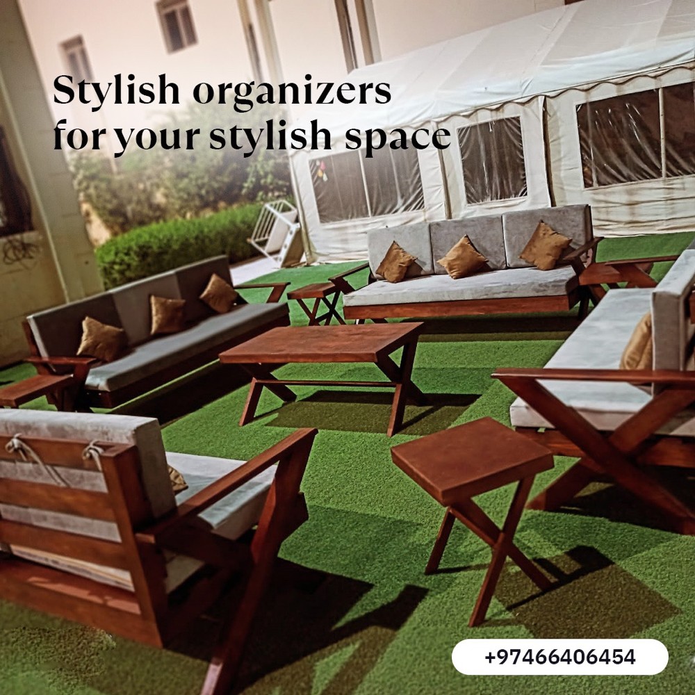 Wooden majlis bench corner sofa - 7