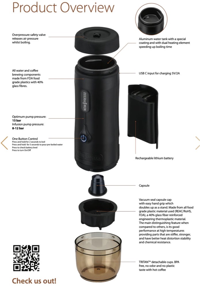NOWPRESSO PORTABLE COFFEE MACHINE - 1
