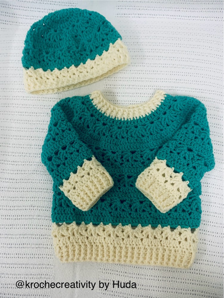 Handmade crochet Baby top & cap - 4