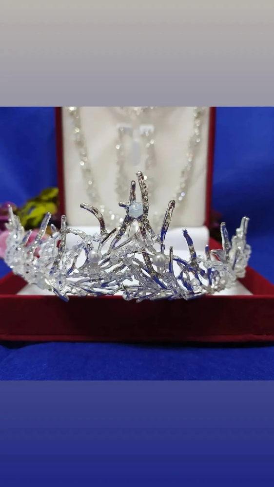Necklace , earring set and crown - 4