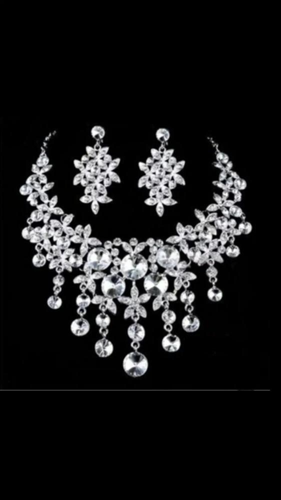 Necklace , earring set and crown - 12