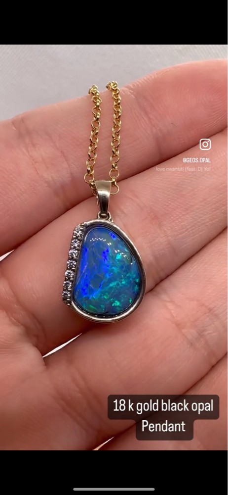 black opal gold pendent - 4