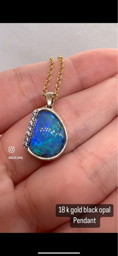 black opal gold pendent - 3