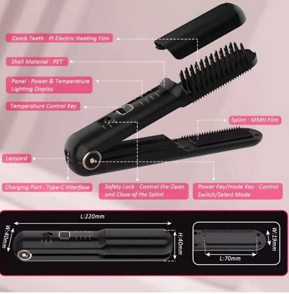 Cordless Hair Straightener Brush - 3