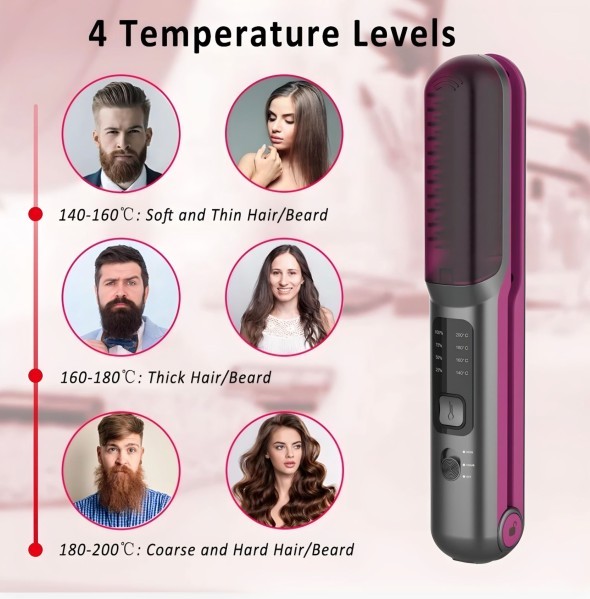 Cordless Hair Straightener Brush - 4
