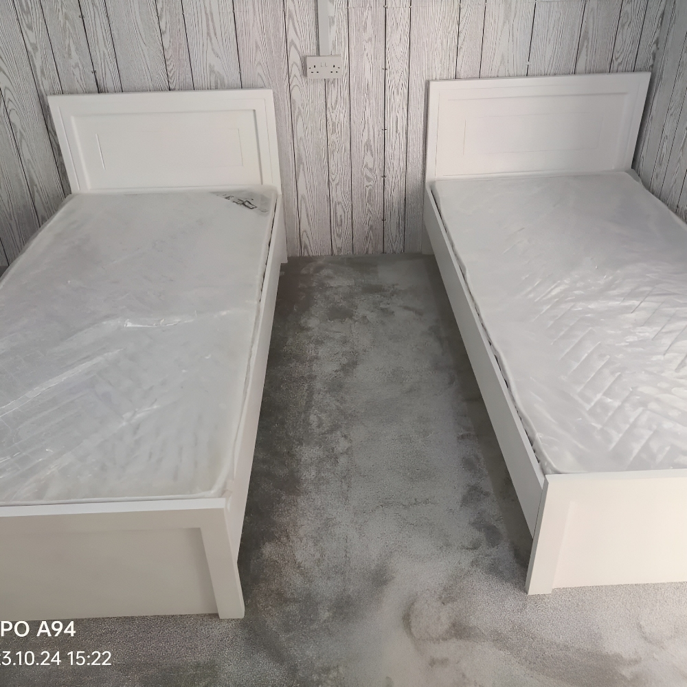 New Silver Steel Bed, Cabinet - 3