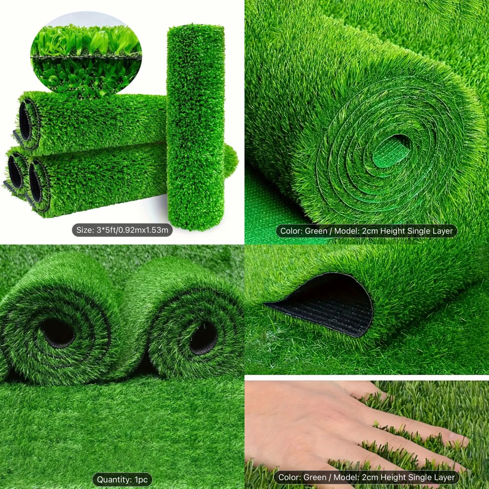 Green grass green tartan rug - 1