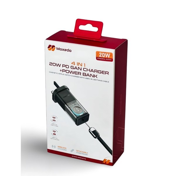 4-in-1 Power Bank with Two Cables - 4